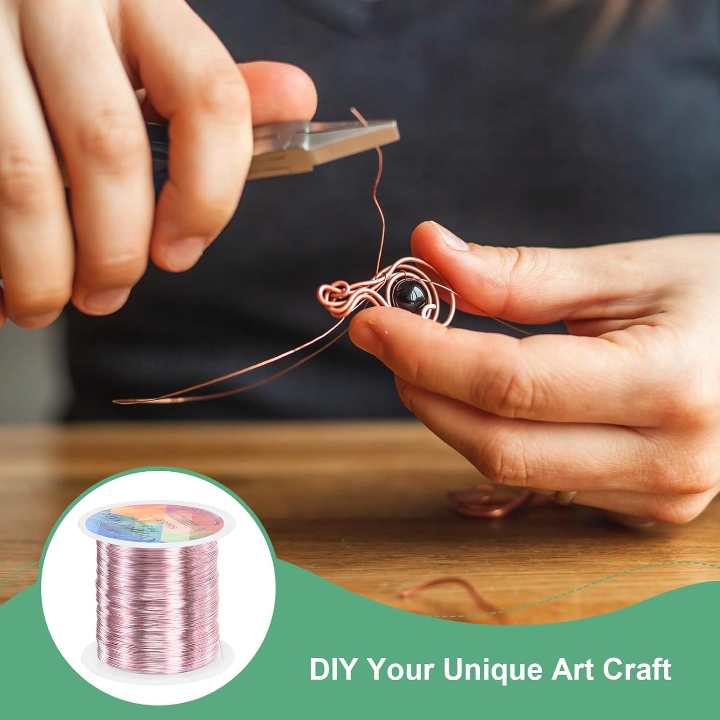 2-Rolls 0.3mm Jewelry Wire, 28 Gauge 328FT Craft Wire Copper Beading Wire for Jewelry Making/Planting/Weaving/DIY Crafting, Soft Metal Wires [100M, Rose Golden]