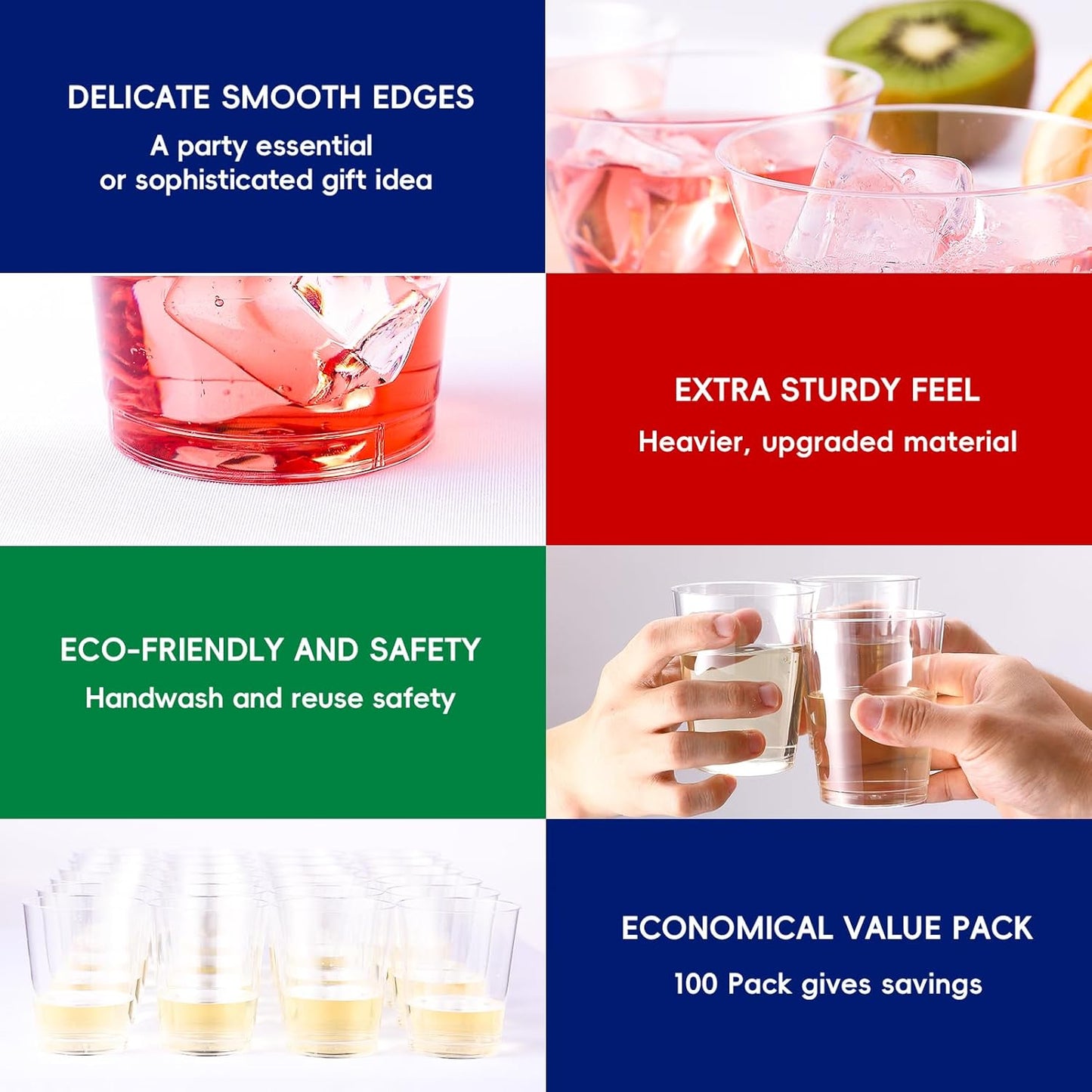 JOLLY CHEF 16 oz Clear Disposable Plastic Cups, 100 Pack Heavy-duty Plastic Cups Tumblers,Perfect for for Halloween, Christmas, and Thanksgiving Parties