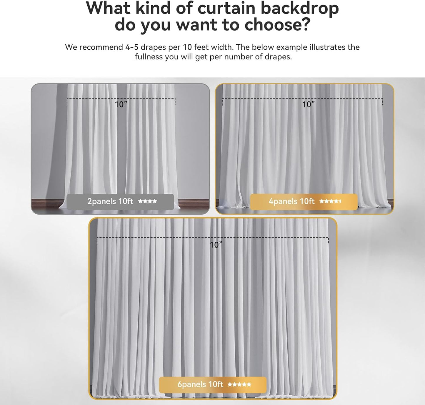 Ledido 10×8ft Tulle Backdrop Curtains with Lights String - 300LED Fairy Lights Sheer Curtain Backdrop for Weddings Baby Shower and Birthday Party Decorations(8 Panels 5×8ft)