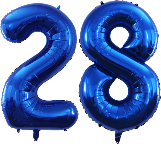 GOER Number 28 Balloons for 28th Birthday Party Decorations,42 Inch Jumbo Foil Helium 82 Balloons for 82nd Birthday Party Decoration (Blue)