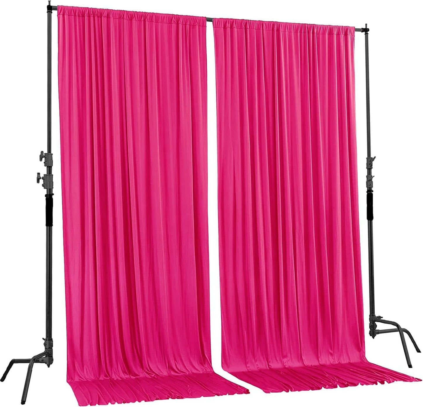 AK TRADING CO. 10 feet Wide x 12 feet Long IFR Polyester Backdrop Drapes Curtains Panels with Rod Pockets - Wedding Ceremony Party Home Window Decorations - Fuchsia