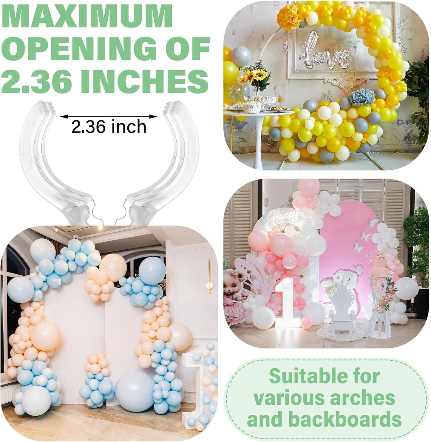 LemonRoad 10 Pack Large Balloon Arch Clips Plastic Transparent Backdrop Spring Clamps 3.5 Inch Heavy Duty Clip for Balloon Arch Kit Birthday Decoration Crafts Woodworking Photography Studios (Clear)