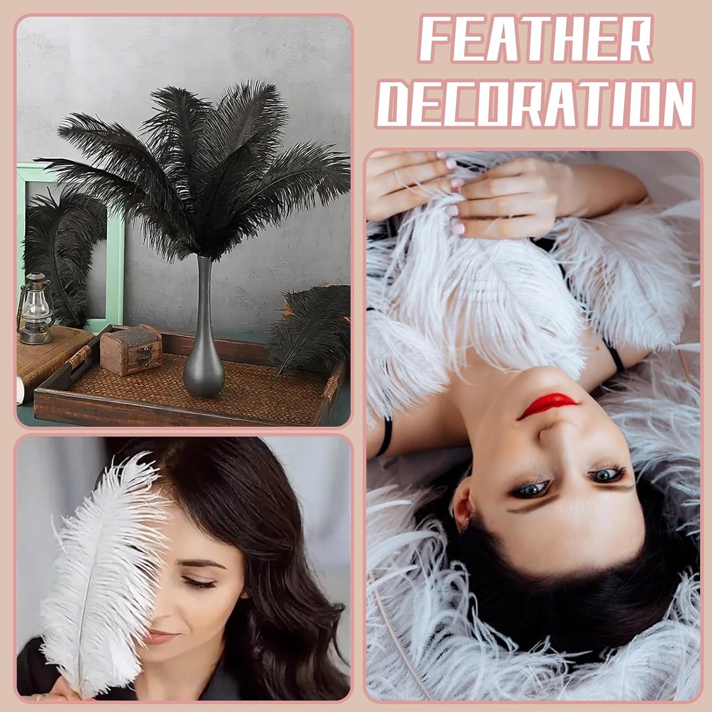 Bulk Grass Green Ostrich Feathers - 12pcs 12-14inch Crafting Supplies for Centerpiece Table Decorations