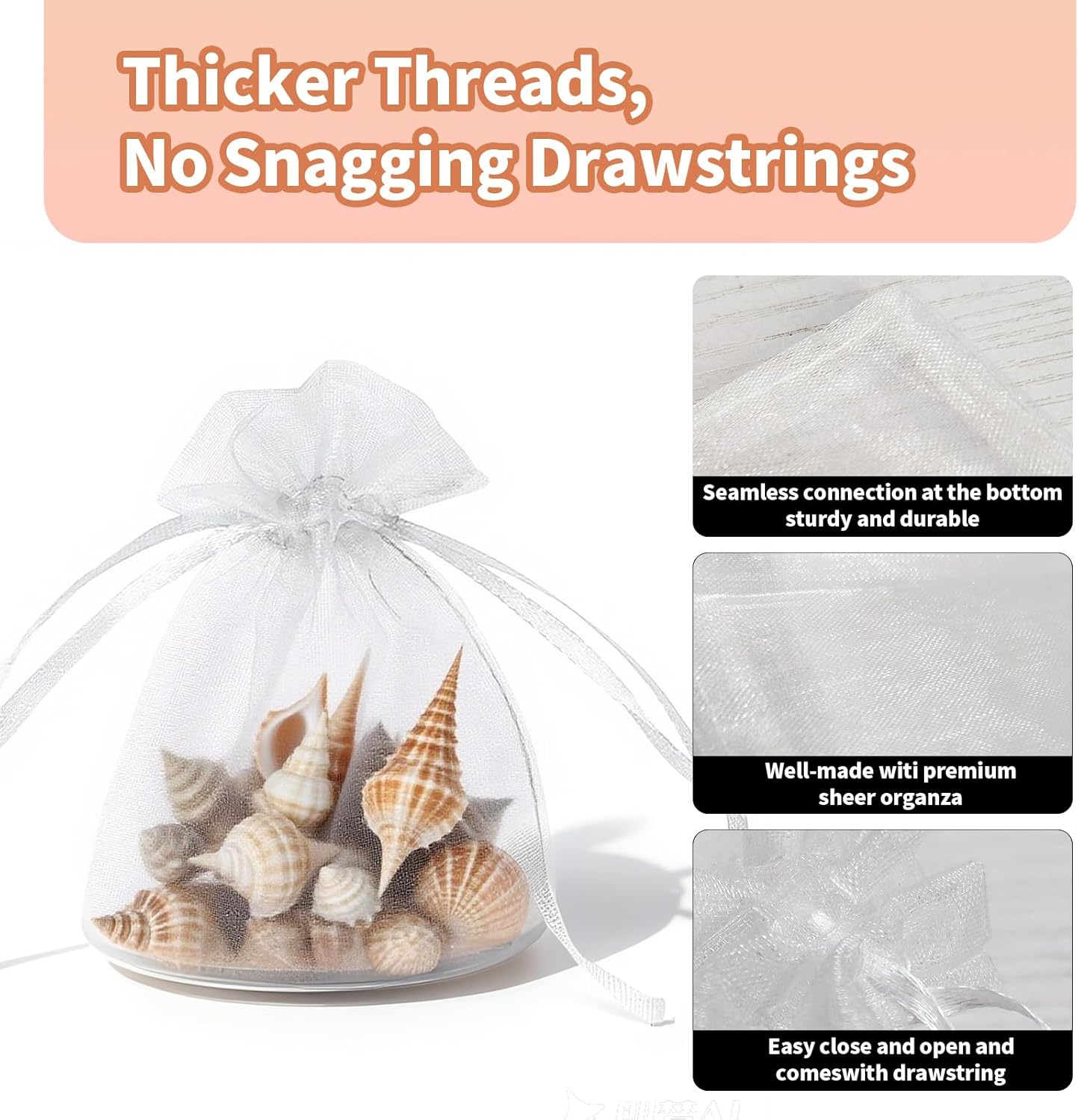 EdgeXcel 120pcs Organza Bags for Small Gift 4x6 Inch - Premium Mesh Bag Drawstring for Wedding Party Favors, Jewelry, Candy, Business Packaging Supplies - Durable & Scent-Free