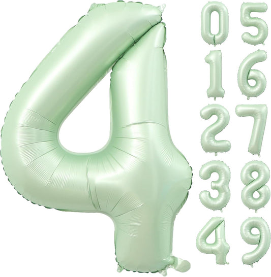 40 inch Olive Green Number 4 Large Foil Number Balloons Set 0-9, Olive Green 4 Helium Balloons for Girls Boys 4th 14th 24th Birthday Anniversary Graduation Jungle Safari Party Decoration Supplies
