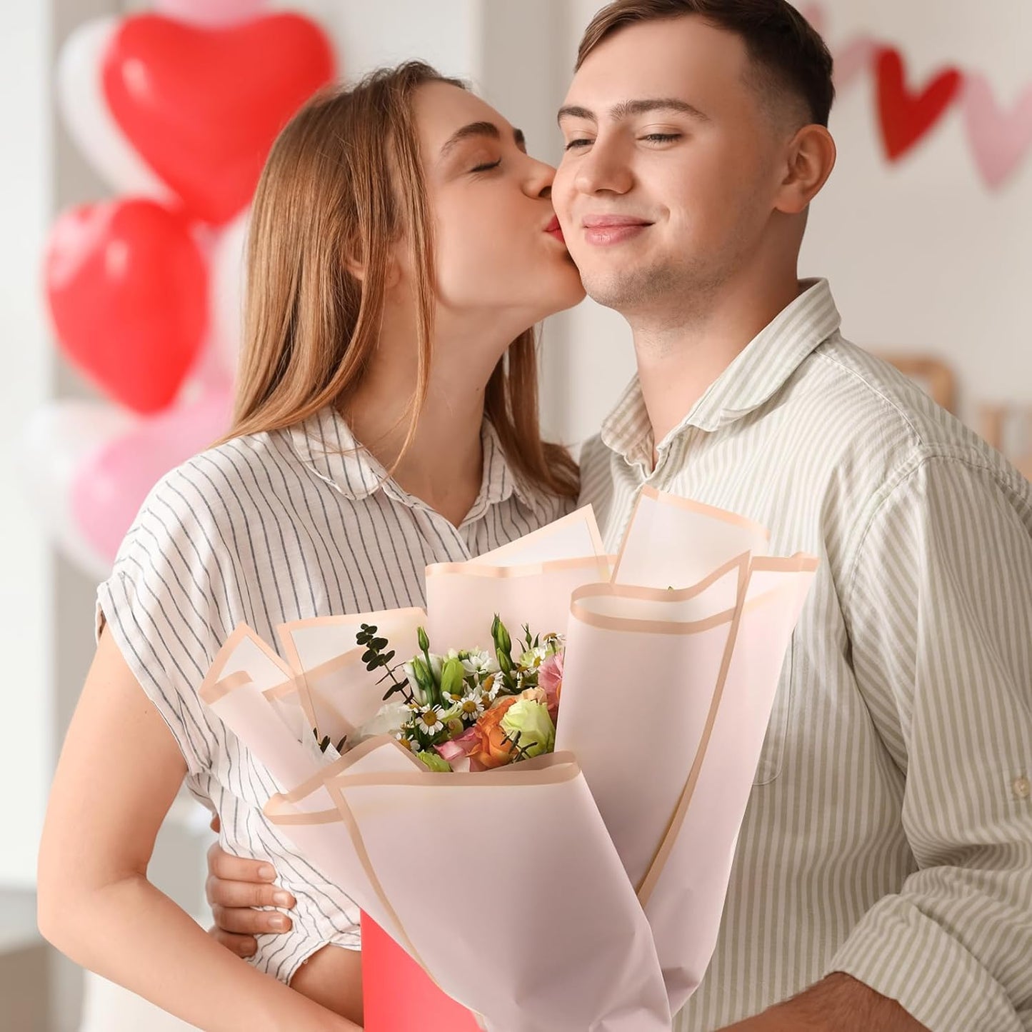 NESCCI 20 Sheet Flower Wrapping Paper - Waterproof Floral Bouquet Wrapping Paper, Florist Supplies Packaging Paper for Wedding Birthday Gift DIY (Dark Pink)