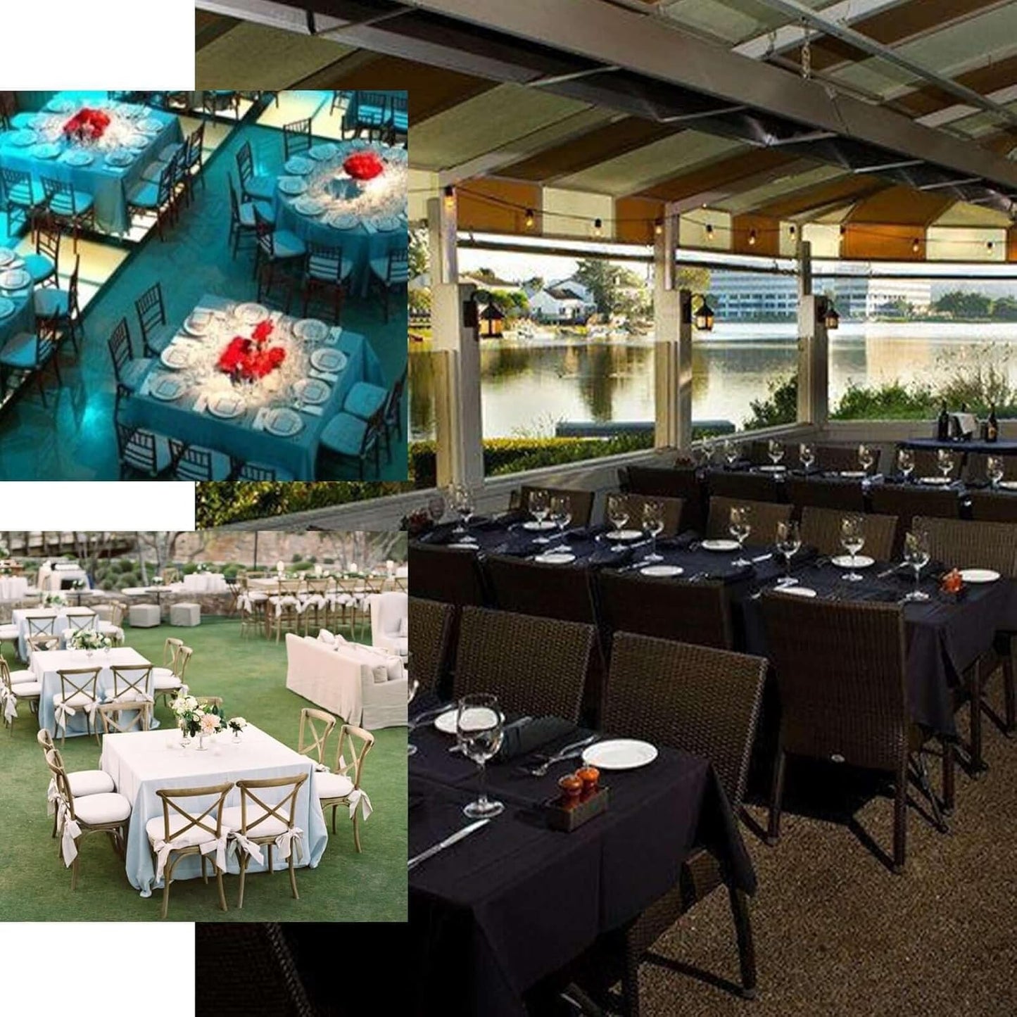 Efavormart 90" Square Polyester Table Overlay for Wedding Kitchen Dining Events - Burgundy