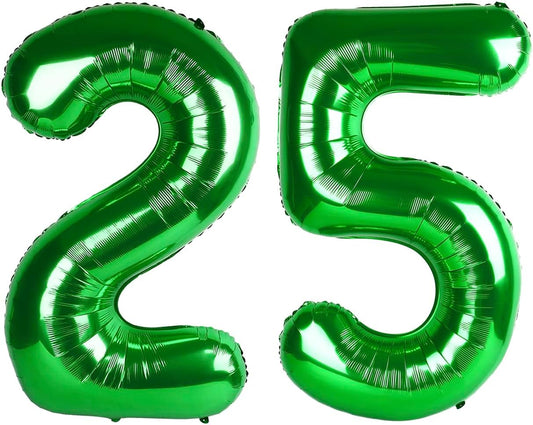 Green 40 Inch Large Number 25 Birthday Balloon, 25 Birthday Celebration Decorations, Foil 25 Mylar Helium Number 25 Balloons Anniversary Party Supplies