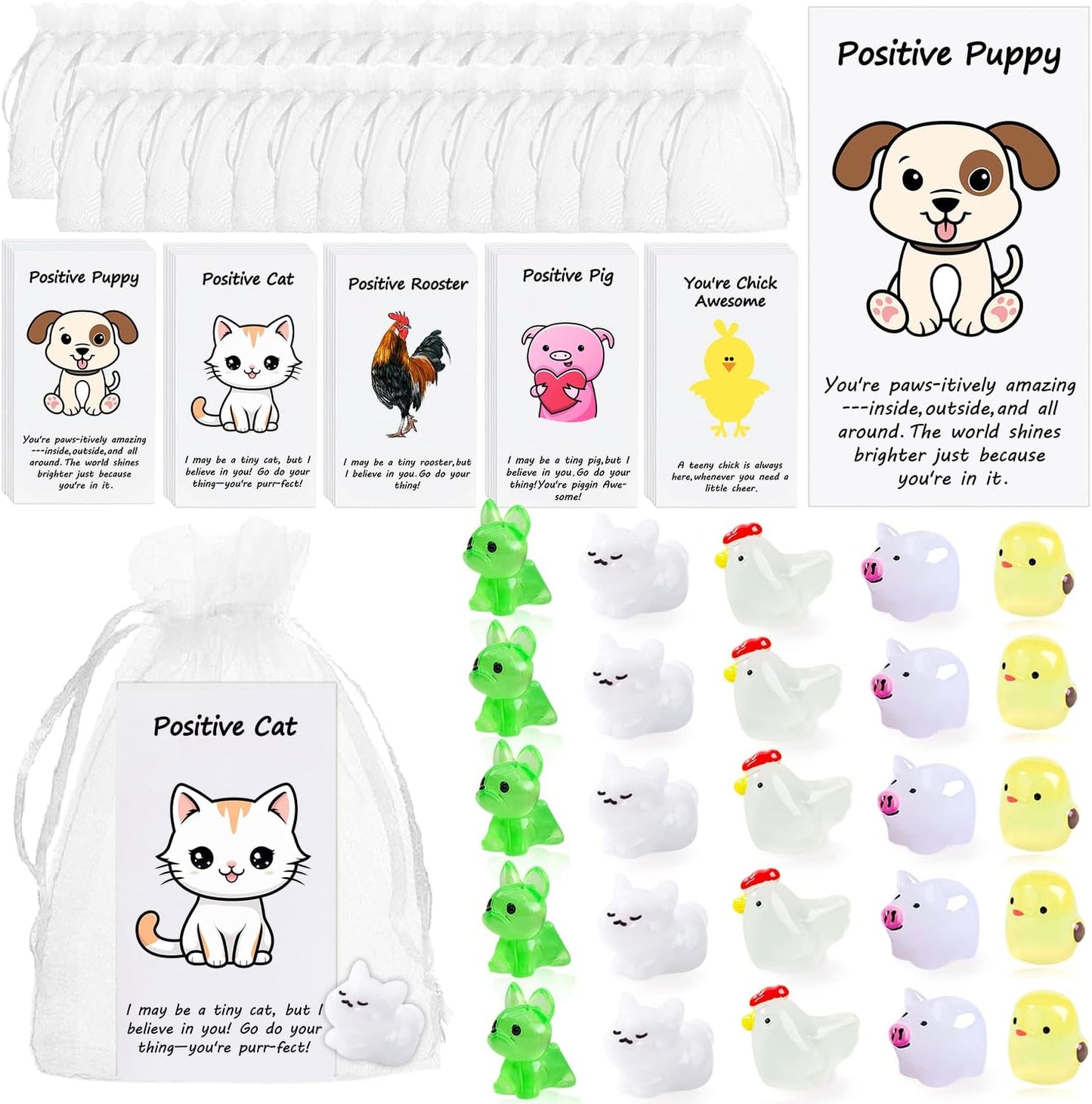 20 Set Employee Appreciation Gifts Bulk for Thank You Staff Back to School Student Teacher Office Coworker Nurse Pocket Gift Favors Animal Pun Inspirational Note Cards Pigs Dogs Cats Hens Favors
