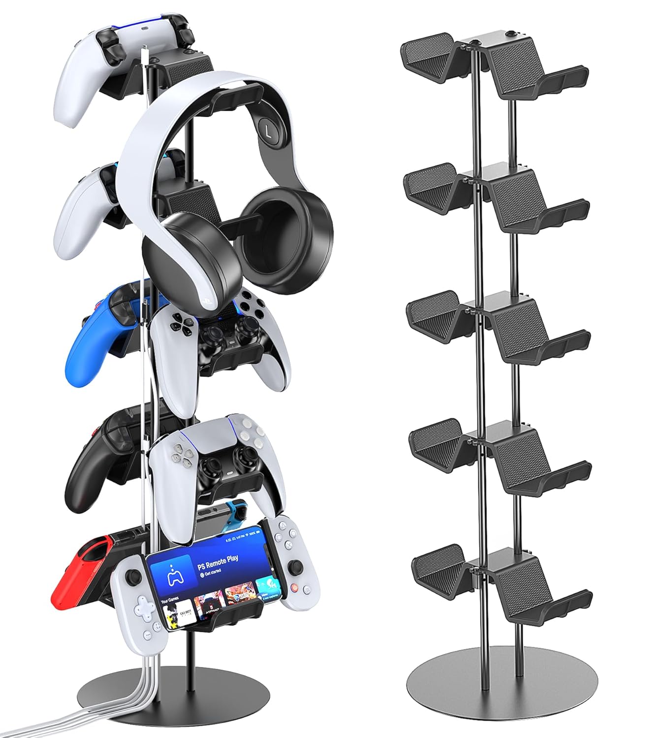 Kytok Gamer Gifts, Headset Stand 5 Tiers with Cable Organizer, Controller Stand Compatible with PS5/Xbox/Nintendo Switch/PS Portal/PS4, Headset Holder & Controller Holder for 10 Packs Controller