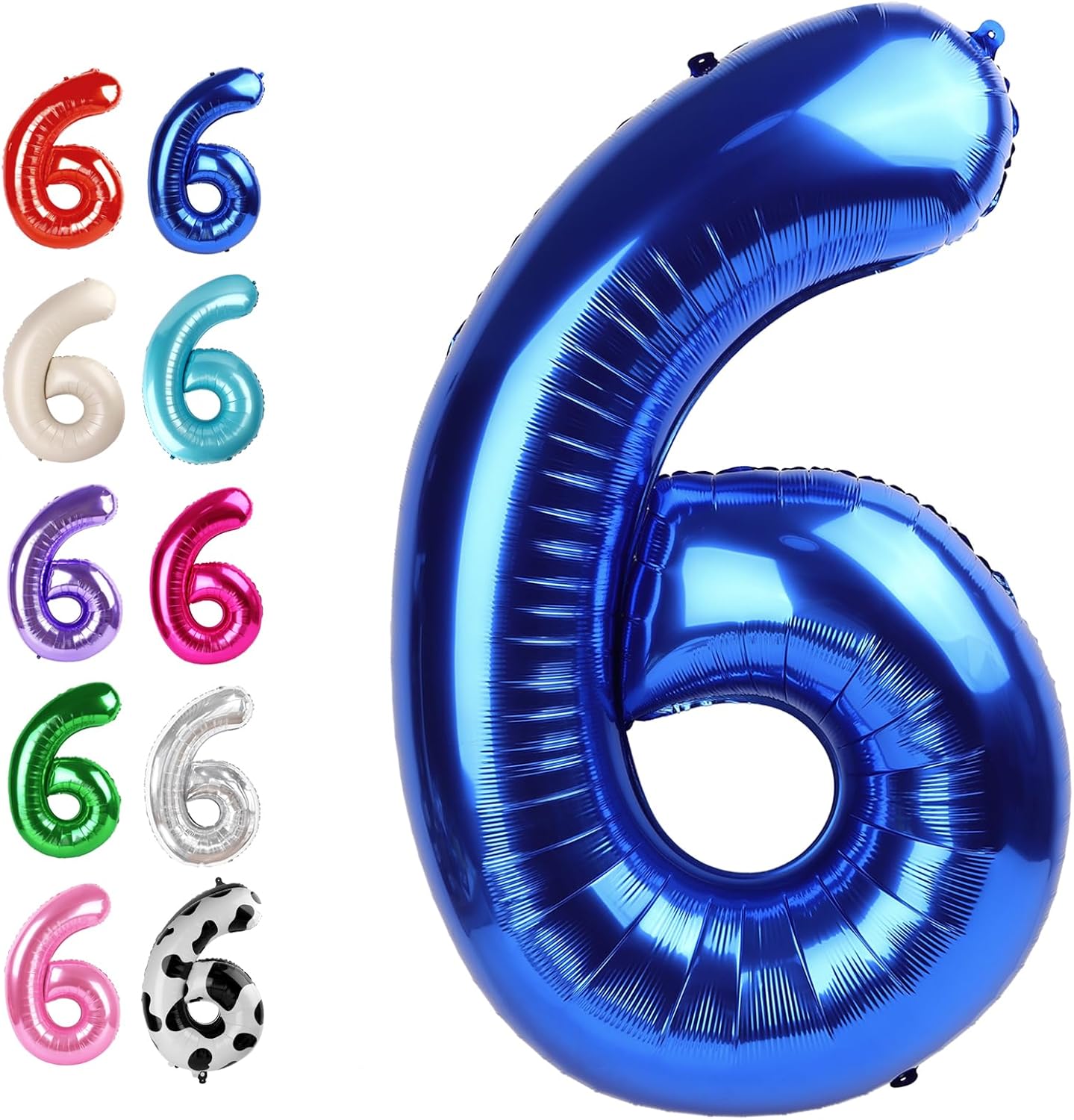 40 Inch Navy Blue Mylar Foil Number 6 Birthday Balloon, Digital Balloons for 6 16 Boy Girl Party Decorations Supplies, Big Helium Balloon Numbers for 26 36 46 60 Men Women Anniversary