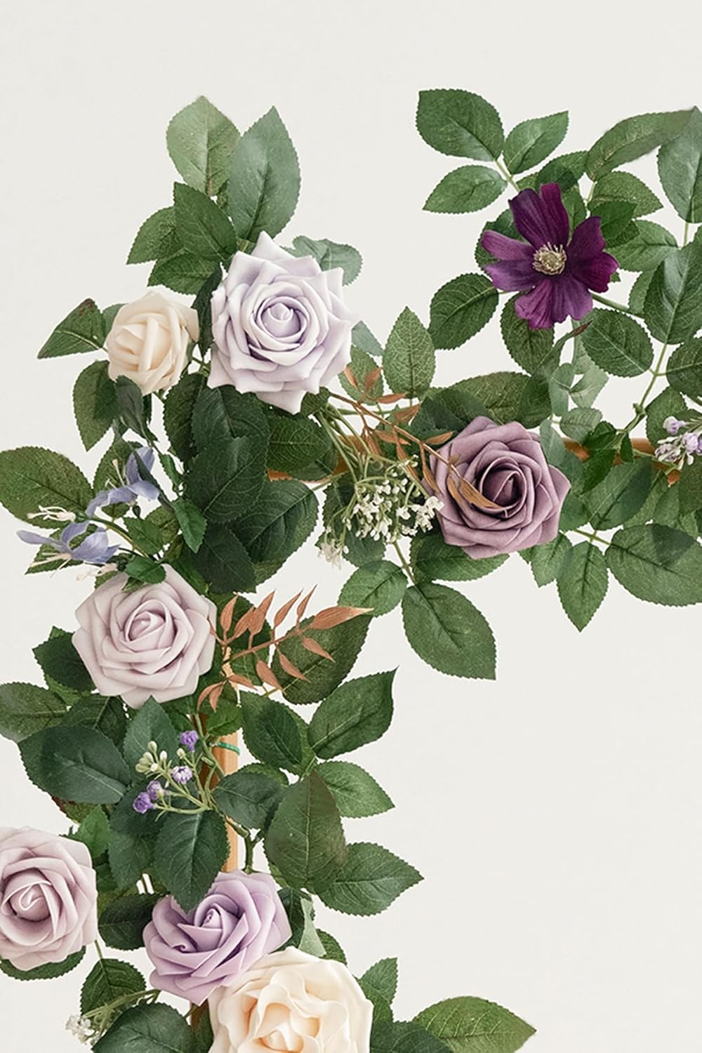 Ling's Moment 5FT Light Purple Artificial Flower Arch with Rose Leaves and Lilac for Wedding Party Backdrop Decor