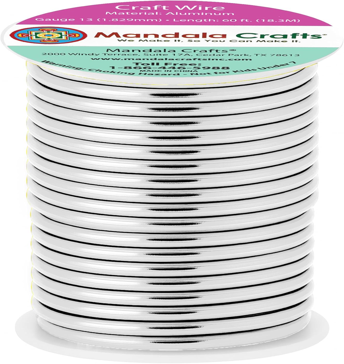 Mandala Crafts 13 Gauge Anodized Aluminum Craft Wire for Jewelry Making - 240 FT Colored Flexible Neutral Wire - Bendable for Bonsai Armature Crafting Sculpting