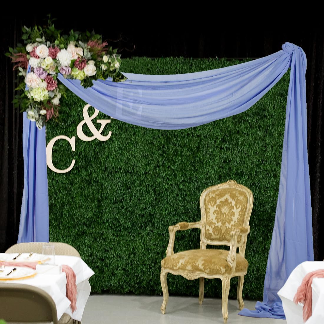 Periwinkle Color Wedding Arch Draping Fabric 20 Ft Wedding Arch Drapes 2 Panels Ceiling Draping Chiffon Wedding Arch Drapery Wedding Party Ceremony Arch Stage Decoration