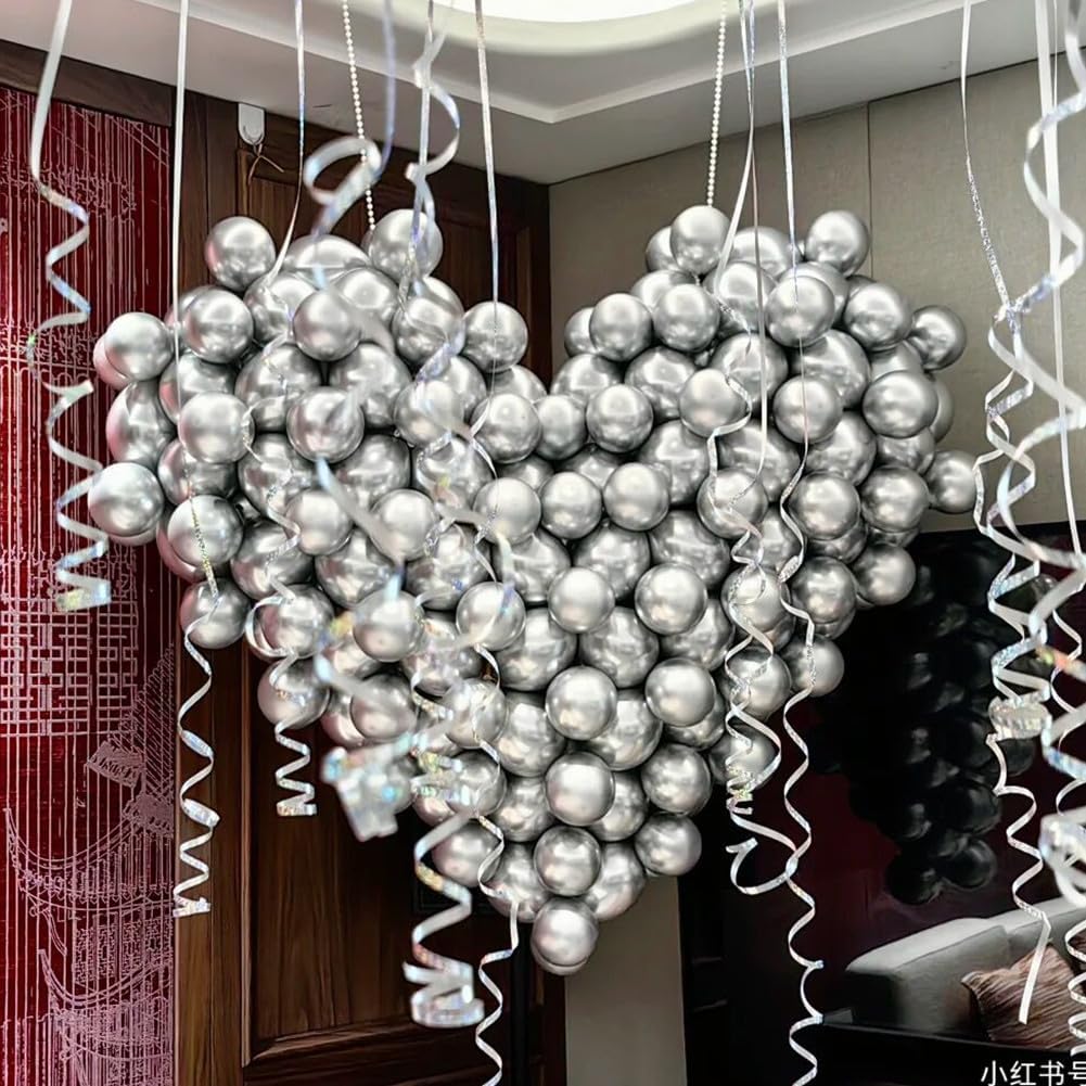 400 Pack Silver Balloons 5 Inch Metallic Chrome Silver Latex Small Balloon for Birthday Wedding Bridal Baby Shower Supplies Graduation Party Decorations