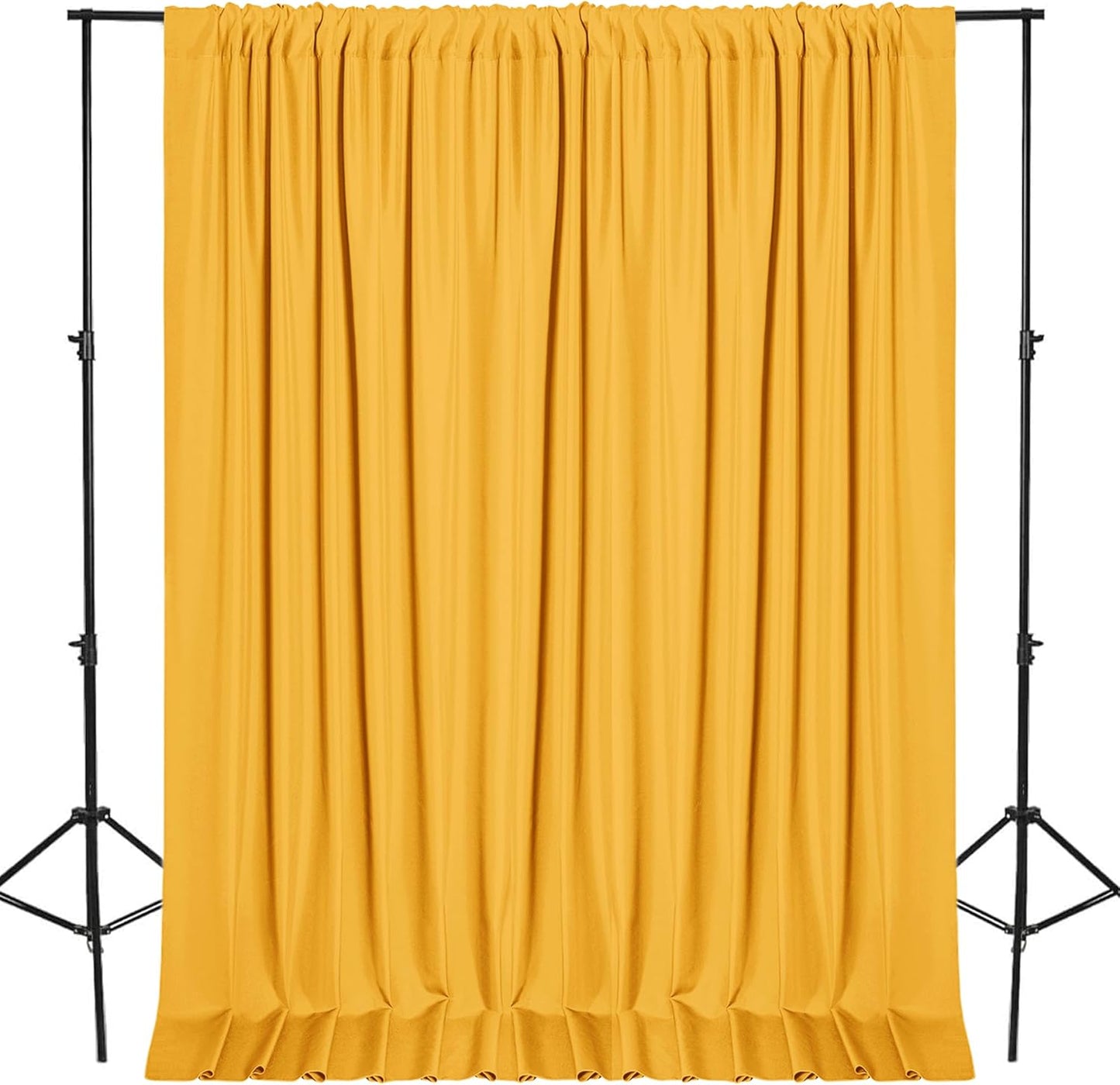 DWCN 10x7 FT Backdrop Curtains for Parties, Photography Backdrop Drapes with Rod Pockets for Wedding Decorations Stage Birthday Family Gatherings, 2 Panels 5ft x 7ft, Orange Yellow