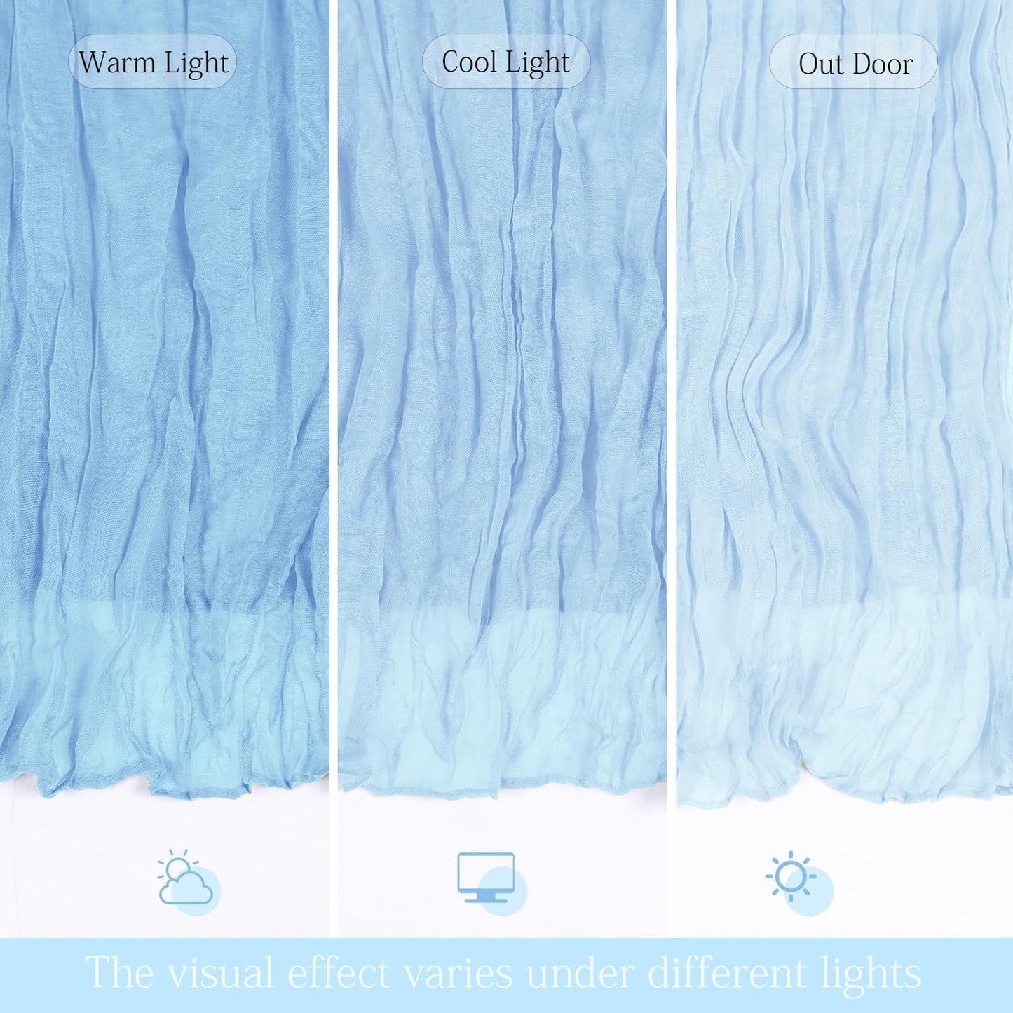 6 Pack Baby Blue Cheesecloth Table Runner 23x120 inch Rustic Boho Gauze Table Runner 10 FT Long Sheer Cheese Cloth Fabric Table Runners for Romantic Wedding Bridal Shower Birthday Party Decor