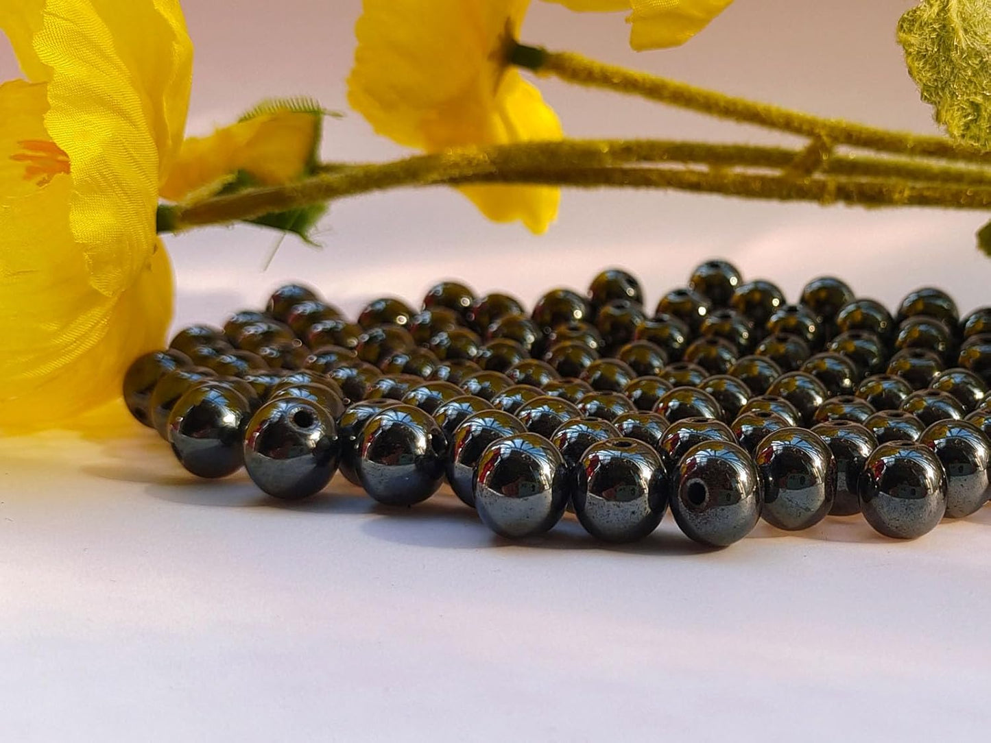 Stone Beads 6mm 140pcs Black Hematite Beads Round Loose Gemstones Beads for Bracelet Necklace Jewelry Making (6mm, 60619 Black Hematite)