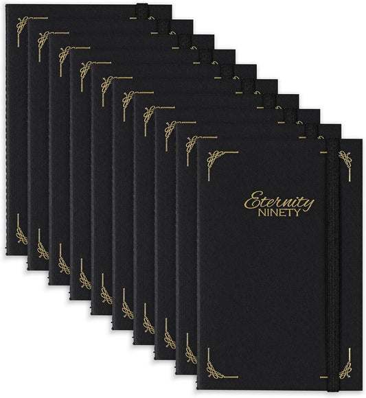 New York Central Eternity Ninety Flat Book- 4x6" Sketch Watercolor Journal, Pack of 10- Black Soft Paperback- Watercolor Sketchbook w/Elastic Band, 100 Total Sheets 100% Cotton, 90 lb Cold-Pressed