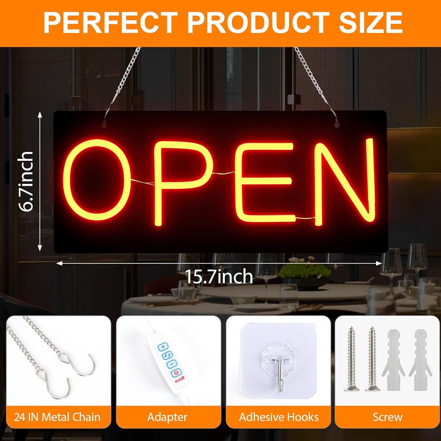 Led Open Sign for Business,OPEN and Close Double sided switching,Powered by 5V USB, And Adjustable Bright,Neon Sign for Storefront Window Glass Door Shop Store Florists Bar 15.7'' X 7''