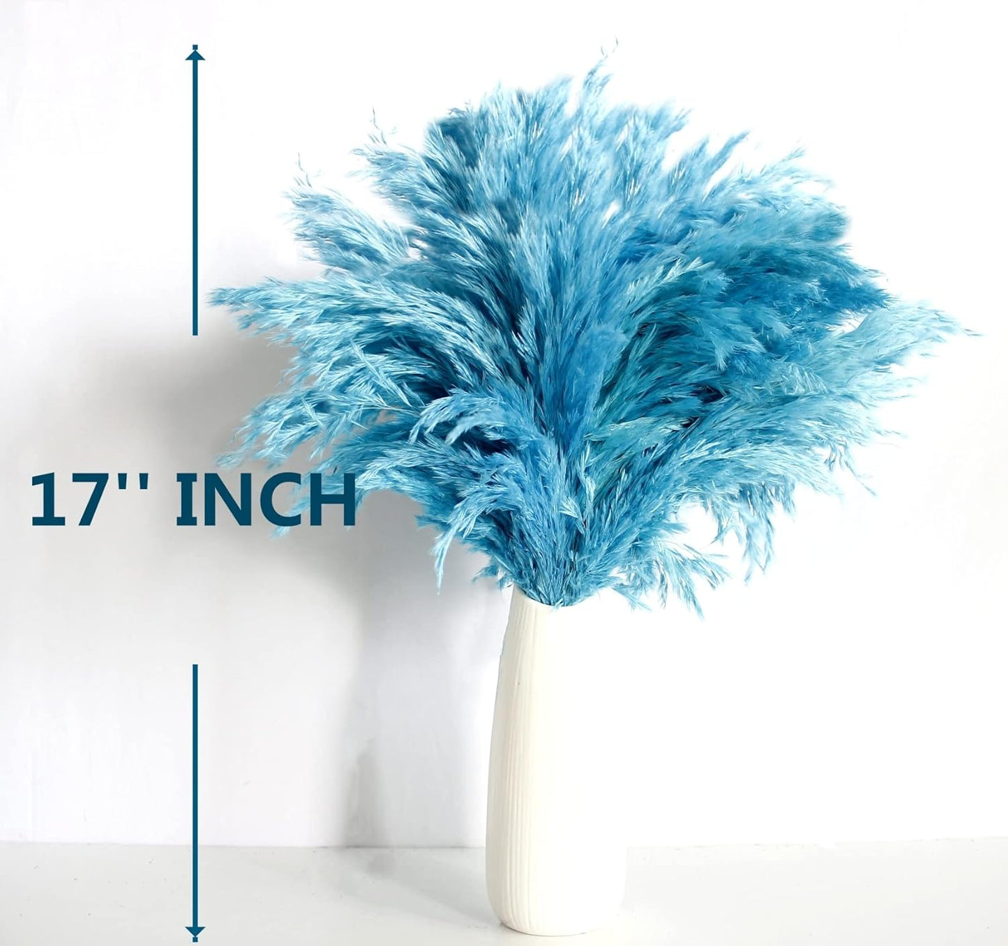 Blue Pampas Grass for Home Decor - Elegant Boho Decor - Premium Quality Pampas Grass Stems - Perfect for House, Nursery, Western, Wedding, Table, and Bohemian Decor (20PCS)