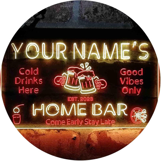 ADVPRO Personalized Your Name Custom Home Bar Beer Established Year Dual Color LED Neon Sign Red & Yellow 12 x 8.5 Inches st6s32-p1-tm-ry