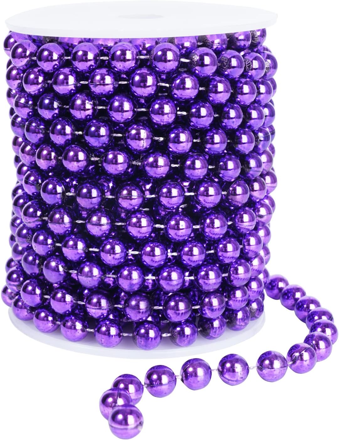 Faux Purple Pearl Beads Garland - 11 Yards, 10mm Christmas Tree Beads for Wedding Party Decoration