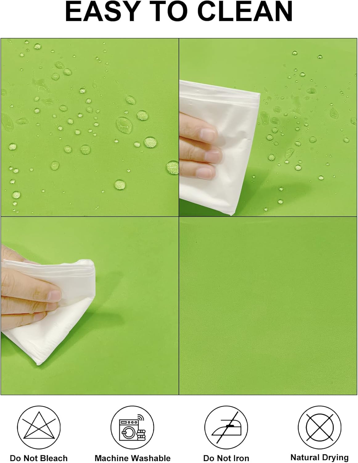 Fokitut 2 Pack Waterproof Round Tablecloth, 120 Inch, Stain Resistant and Wrinkle Polyester Table Cloth, Fabric Table Cover for Kitchen Dining, Wedding, Party, Holiday Dinner-Apple Green