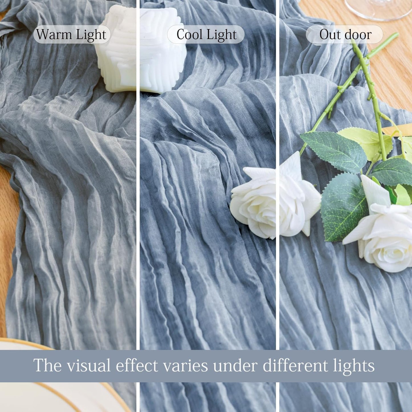 6 Pack Dusty Blue Cheesecloth Table Runner 23x120 inch Rustic Boho Gauze Table Runner 10 FT Long Sheer Cheese Cloth Fabric Table Runners for Romantic Wedding Bridal Shower Birthday Party Decor