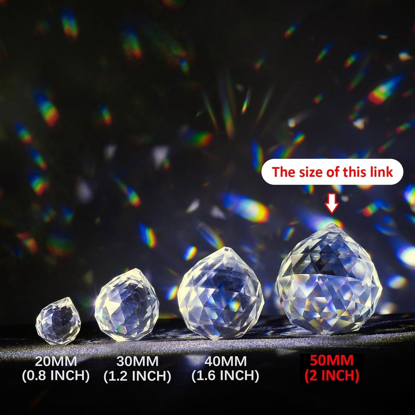 HDCRYSTALGIFTS Suncatchers Clear Glass Crystal Ball Prism Feng Shui Lamp Hanging Drop Chandelier Part (50mm)