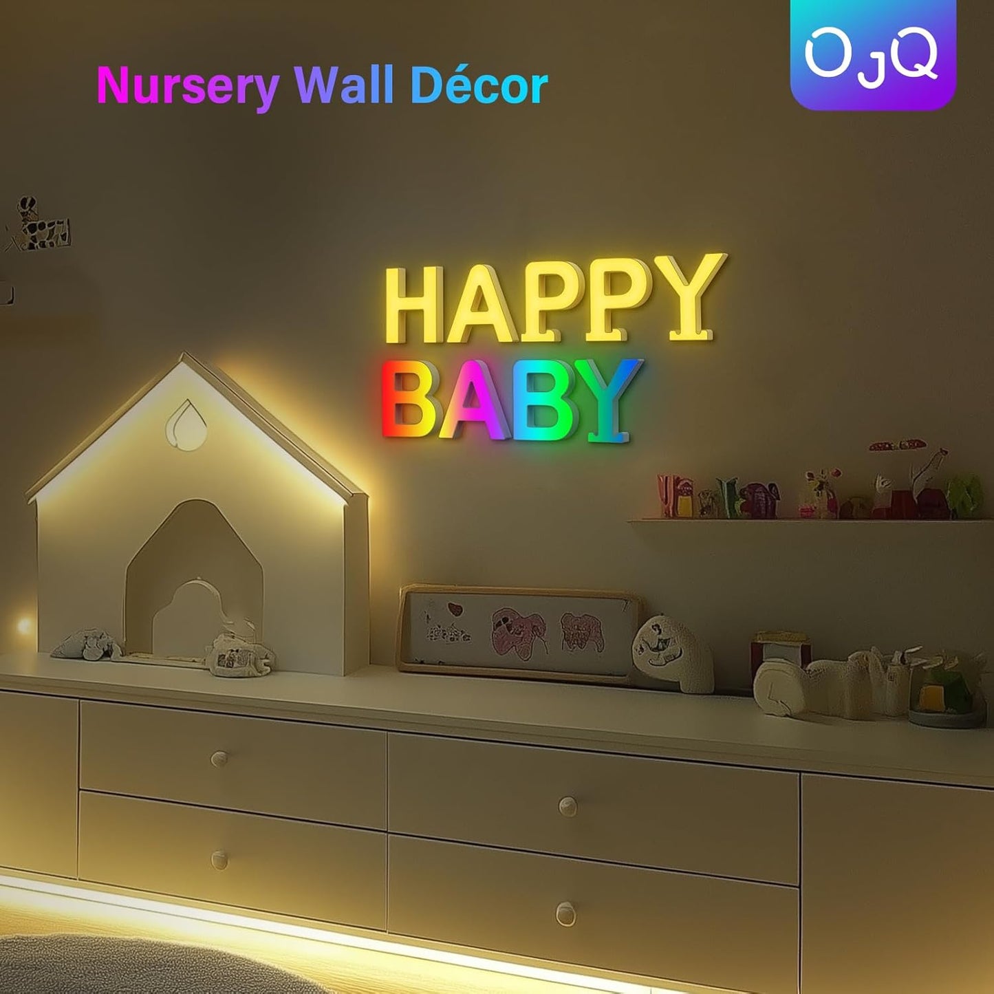 OJQ Light Up Letters LED Letter - Marquee Letters Room Decor Alphabet Letter Music Sync Color Change Colorful - Christmas Birthday Gifts for Girl - Teen Girls Gifts Party Home Wall Decor