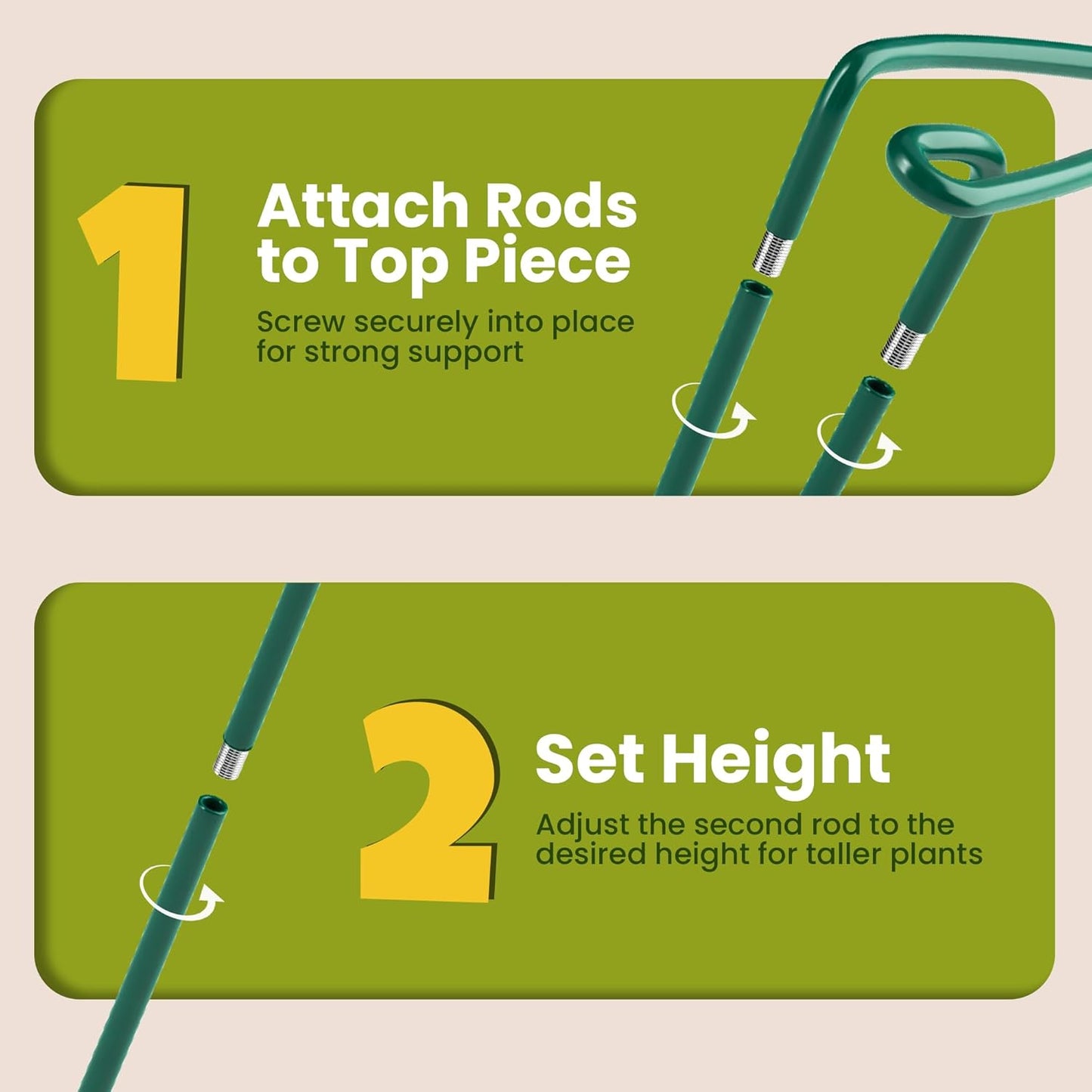 6 Pack Plant Support Stakes – Tall Plant Stakes for Indoor and Outdoor Gardens - Peony Cages and Supports - Cage Rings for Potted Flowers, Peony, Hydrangea, and Rose Bush (10" W x 16" - 24" H)