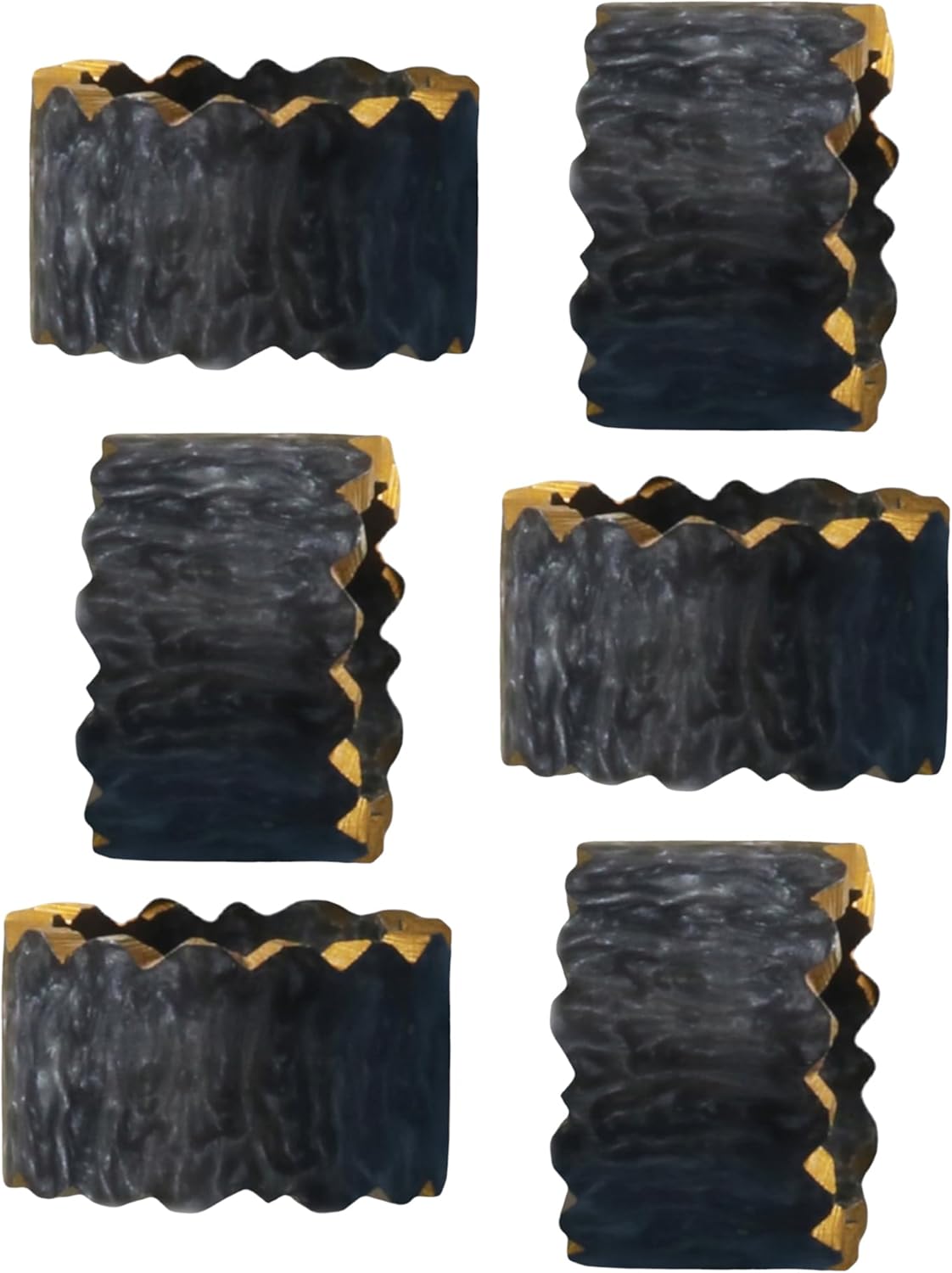 Epoxy Resin Napkin Holders for Cloth Napkins - 6 Pcs Elegant Napkin Holders for Dining Table Decor, Parties, Weddings & Holidays - Modern Tabletop Accessory (Black Gold) - CLEENTABLE