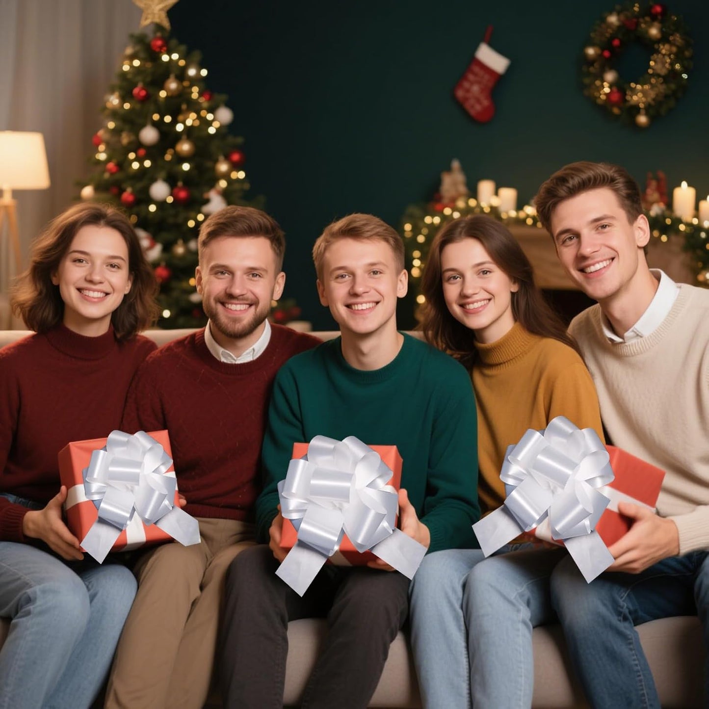 6 PCS 6 Inch White Pull Bows - Perfect for Gift Wrapping, Wedding Decor, Car Bows, Birthday Parties, Christmas and Valentine's Day