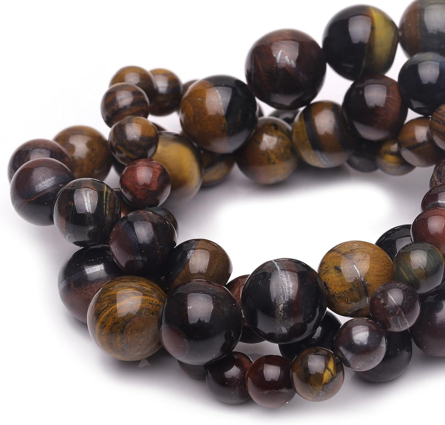 6mm Natural Stone Beads for Jewelry Making,Colorful Tiger Eye Polished Smooth Round Gemstone Beads for Bracelet Necklace 15 Inch