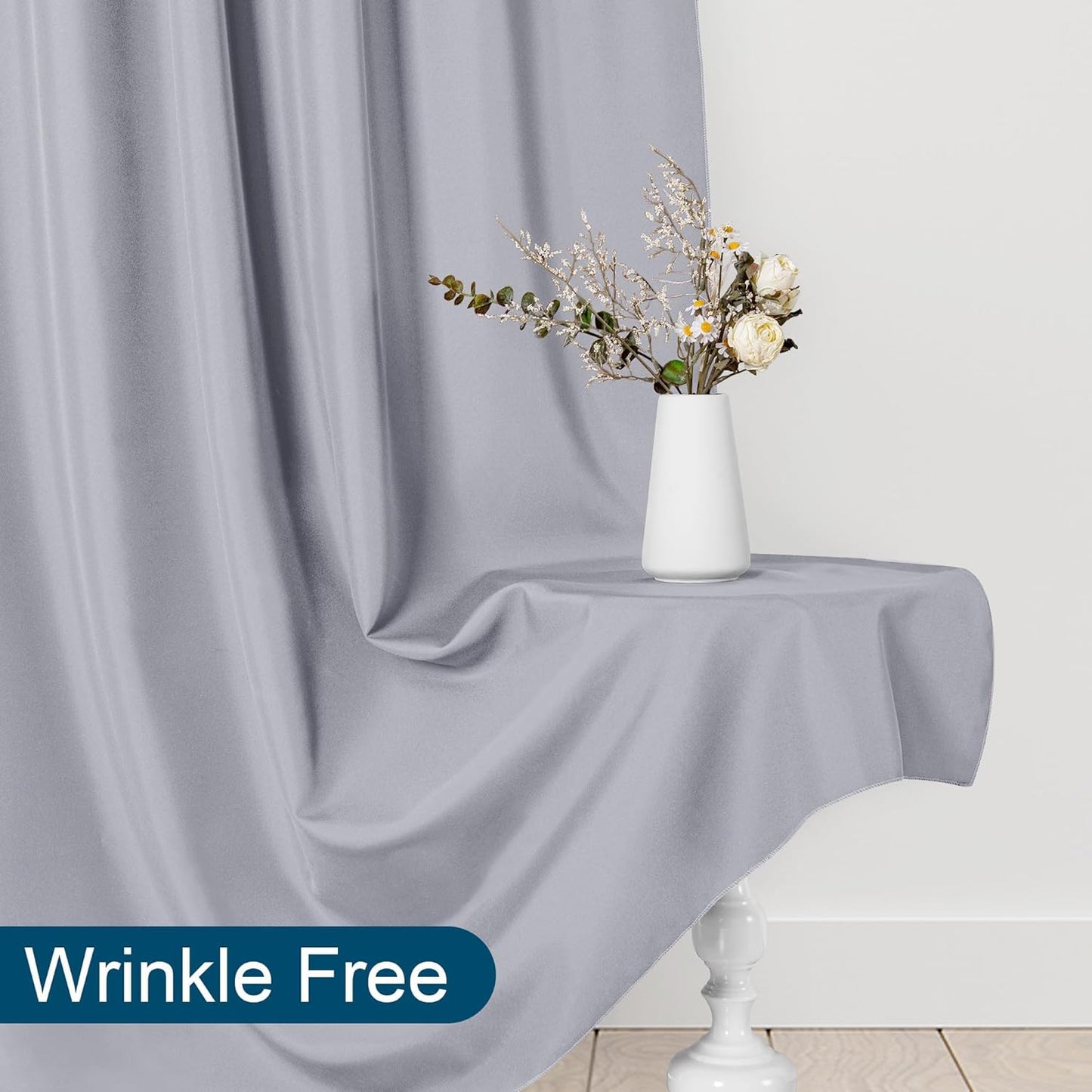 DWCN 10x10 FT Silver Grey Backdrop Curtains for Parties, Photography Backdrop Drapes with Rod Pockets for Wedding Decorations Stage Birthday Family Gatherings, 2 Panels 5ft x 10ft