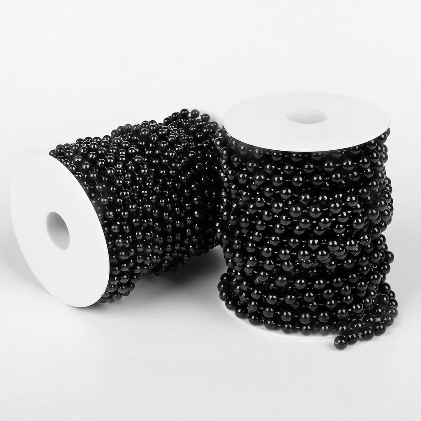 [76.7 Feet] Black Beads Garland, 6MM 25.5 Yards Black Faux Pearl Beads String Roll Bulk for DIY Craft, Wedding, Party, Festival Decoration