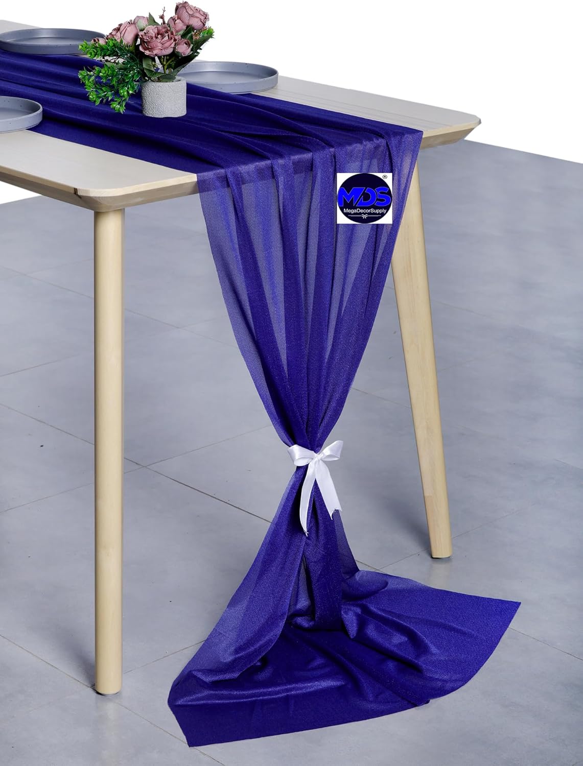 MDS Halloween Chiffon Table Runner - 25 Pack, 29 x 170 Inches, 14ft Each - Sheer Spooky Table Runners for Haunted House Parties, Trick-or-Treat Tables, Witchy Décor, Wedding & Events - Royal Blue