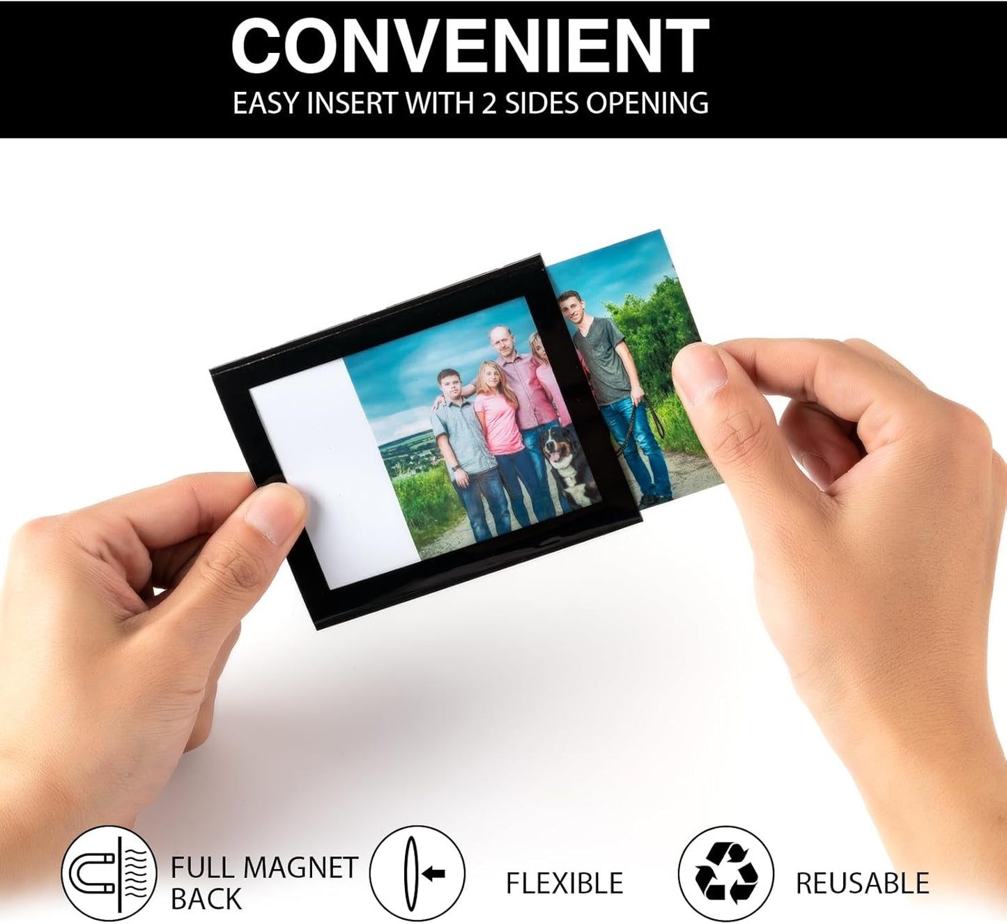 Magnetic Picture Frames with Black Border(2.5"X3.5",12 Pack),Mini Wallet Size Magnet Photo Sleeves Pockets/Holder,Decorations for Home/Office/School/Classroom/Party