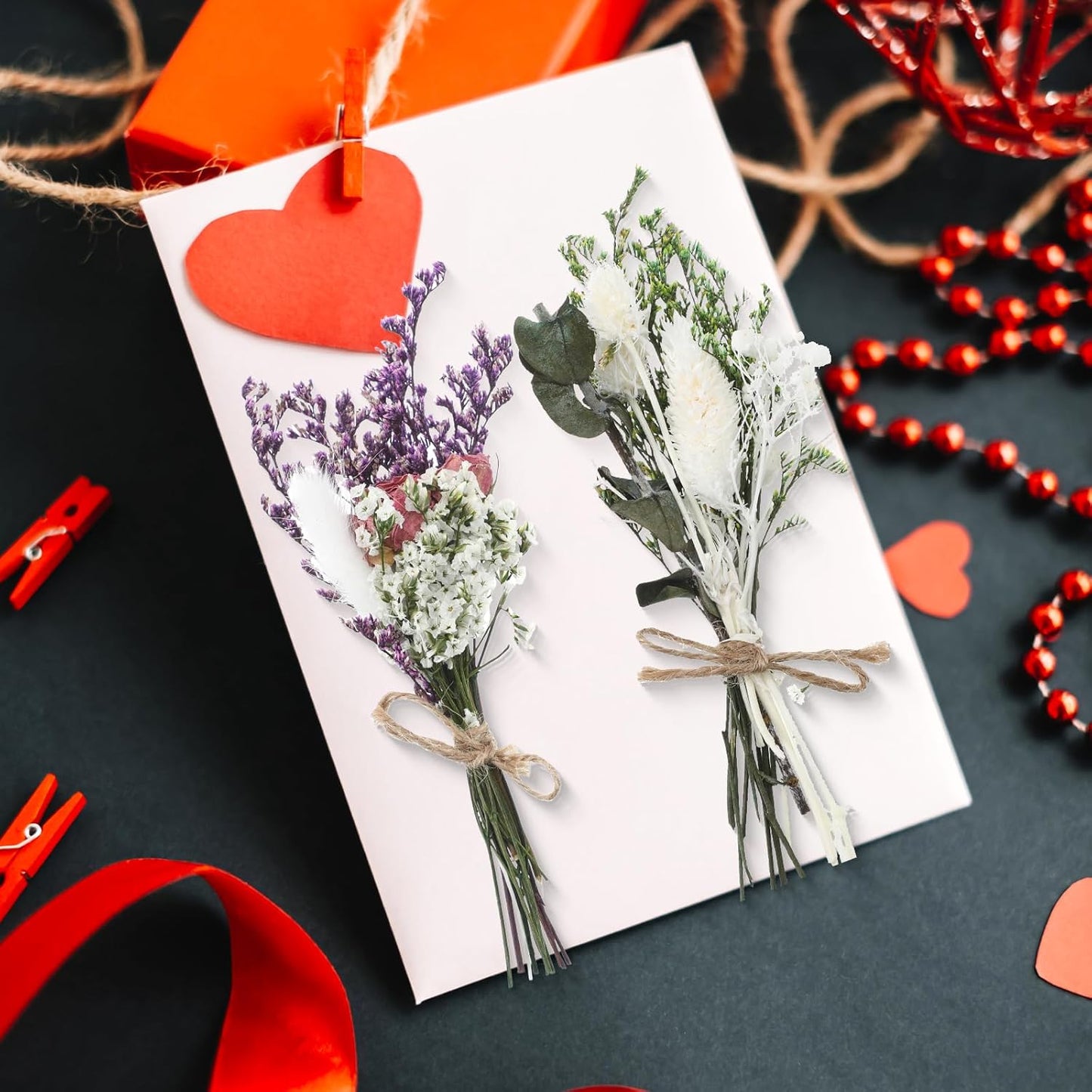 12/24 Pack Dried Flowers for Vase Various Mini Bouquet Dried Small Wildflowers Natural Real Flowers Bulk for Crafts DIY Wedding Decor (12, White)