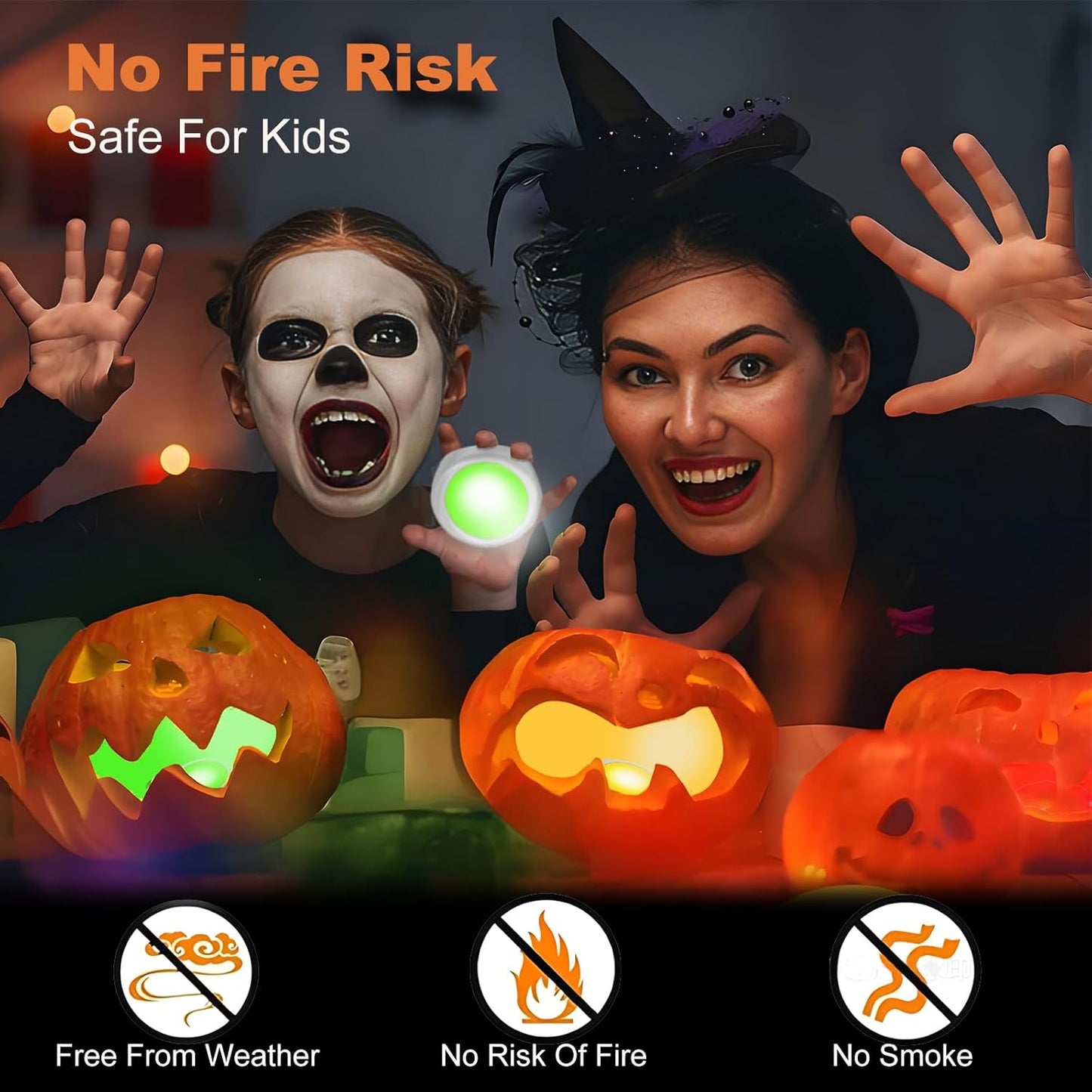 LED Color Changing Pumpkin Lights with Timer Control, Colored Puck Light Battery Operated, 16 Multi Colors LED Cabinet Light, Under Counter Lights, Valentine Day Holiday RGB Decoration Candles