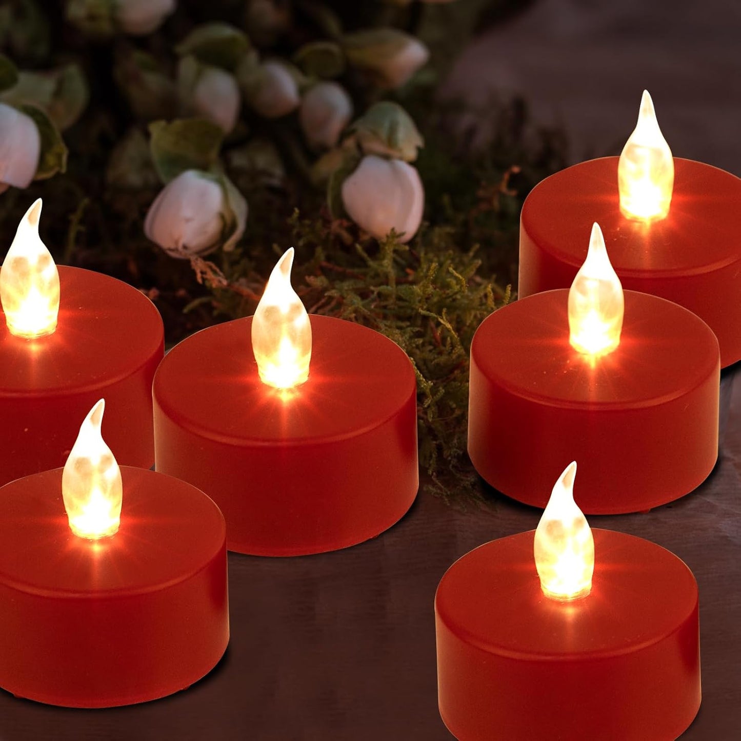 LED Tea Lights Candles-100PACK Red Flameless Candles Realistic and Bright Flickering Long Lasting 200Hours for Holiday Celebration,Home Decoration