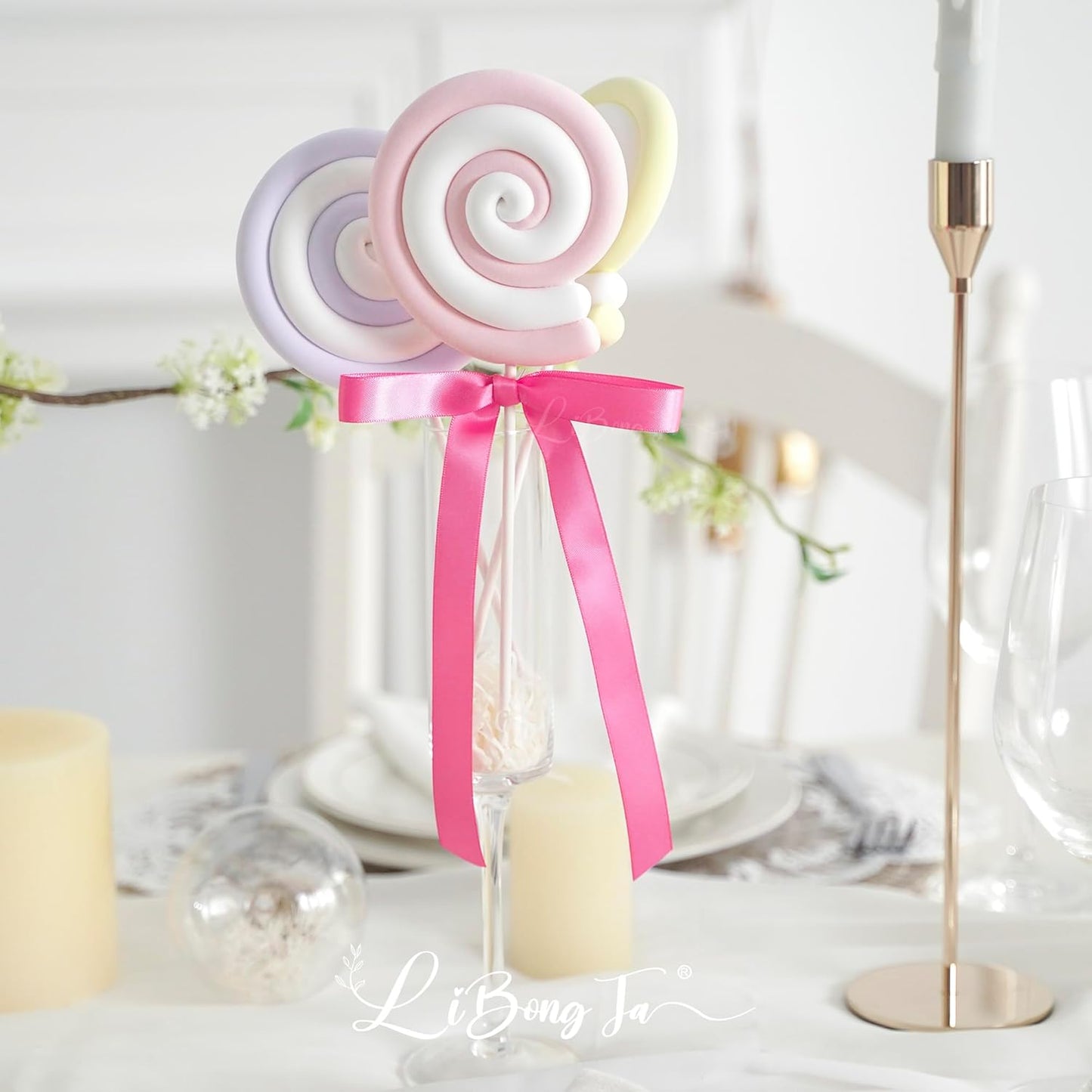 50 PCs Hot Pink Bow 5 Inch Long Tail Bows for Gift Wrapping, Easter Bow Party Decorations, Twist Tie Bows, Satin Bows for Crafts, Premade Bows for Presents, Treat Bags, Bottles, Cakes