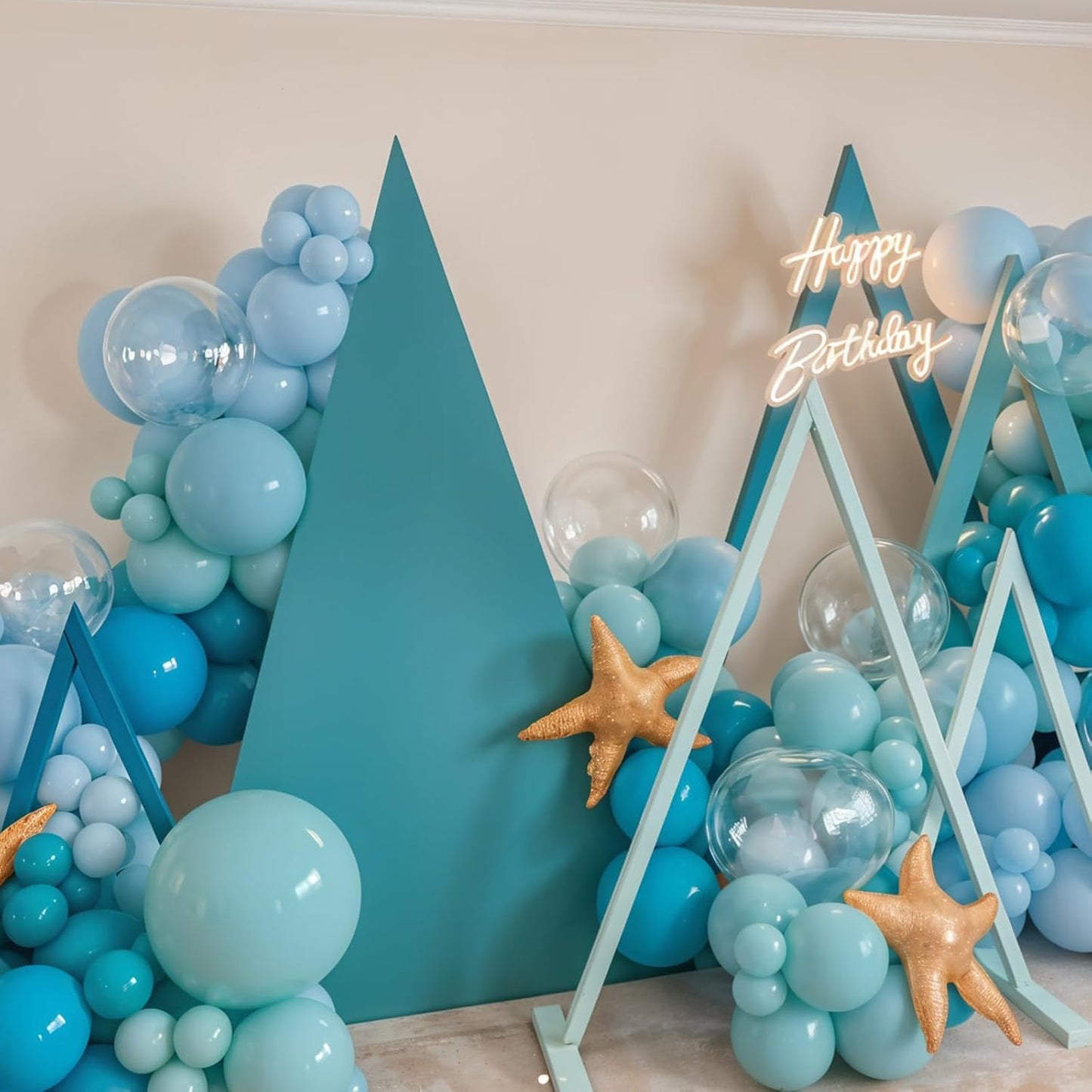 Ocean Themed Balloons, Macaron Light Baby Sea Blue Teal Transparent Balloons for Boy Girl Ocean Themed Birthday Sea Party Baby Shower Decorations
