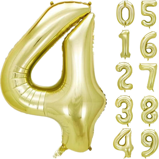 40 Inch Numbers 4 Light Gold Large Balloon Digital 4 for Birthday Party, 0-9 Birthday Party Decorations,Foil Mylar Big Number 4 Wedding Graduations Photo Shoot Decorations(Number 4)