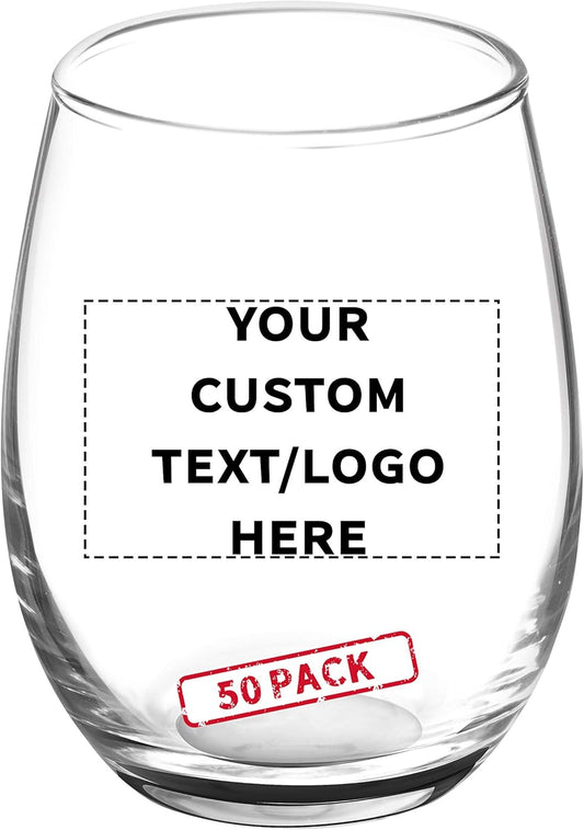 Custom Stemless Wine Glasses by ARC 5.5 oz. Set of 50, Personalized Bulk Pack - Perfect for Hotel, Bar, Restaurant or Lounge - Black