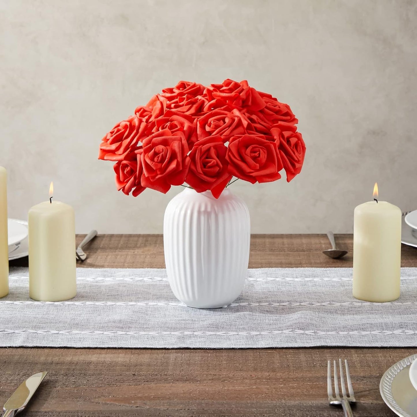 Juvale 100 Pack Red Artificial Flowers for Wedding Decor - 3 in Diameter Foam Carnations - Centerpiece Table Decorations & Wedding Decorations - Faux Flowers for Vase