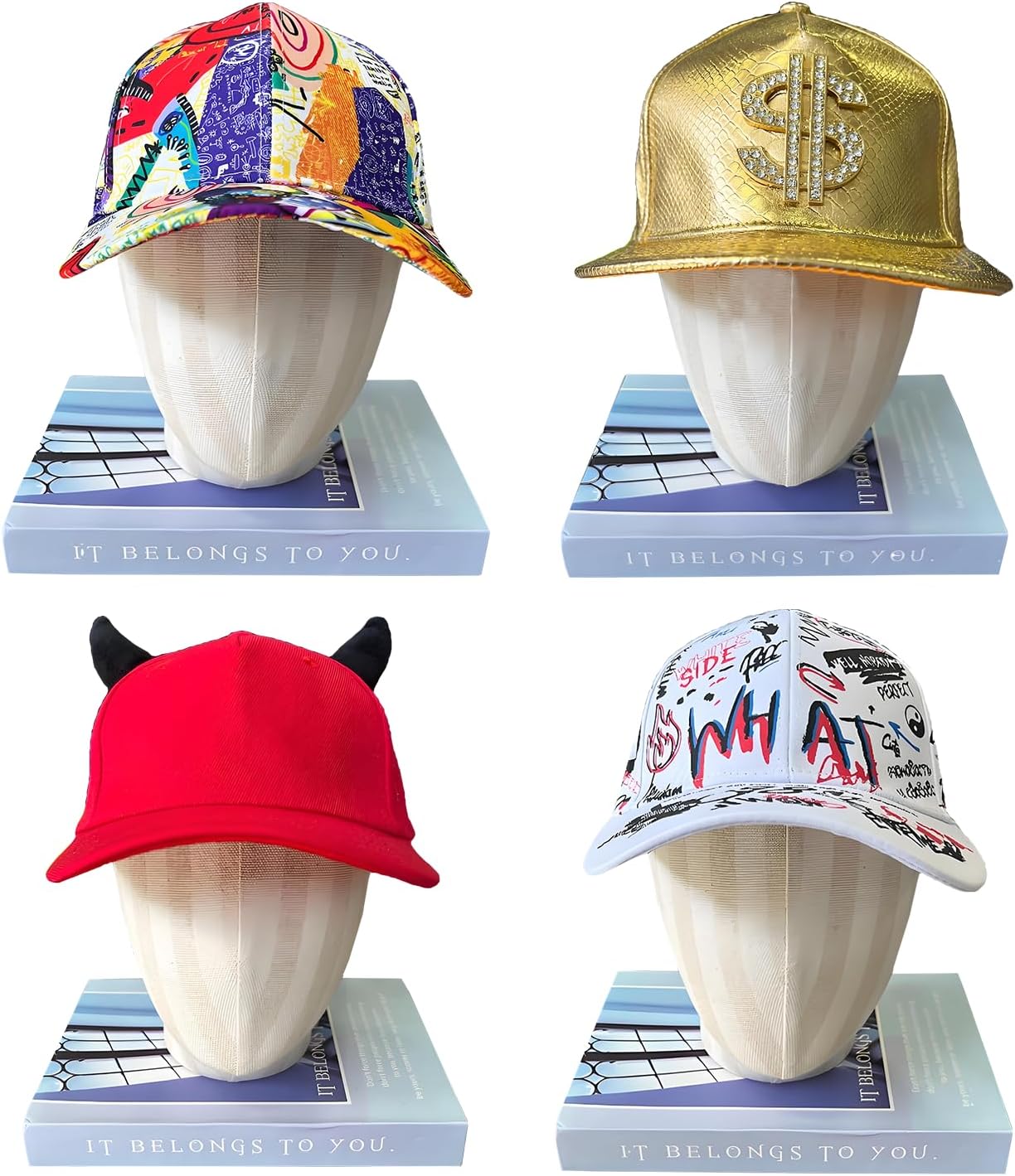 12 Assorted Pattern Funny Party Baseball Caps - Novelty Crazy Party Hats - Perfect Dress Up Costume Hats Photo Booth Props Hat for Adults Teen