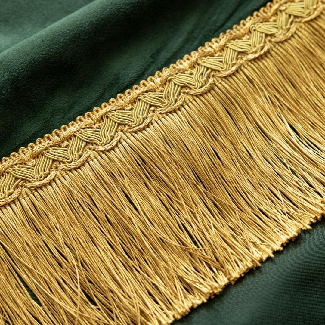 F-CHU Luxury Green Tablecloth Thickset Velvet Tablecloth with Beautiful Gold Tassels Table Cloth for Home Decor Wedding, Party, Banquet and Events 60x70-Inch