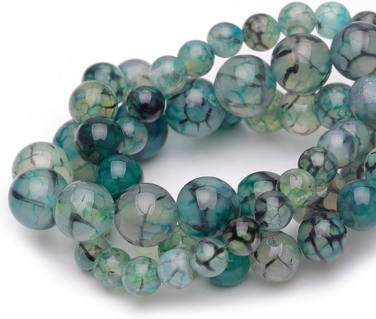 6mm Natural Stone Beads for Jewelry Making,Dragon Vein Agate Polished Smooth Round Gemstone Beads for Bracelet Necklace 15 Inch